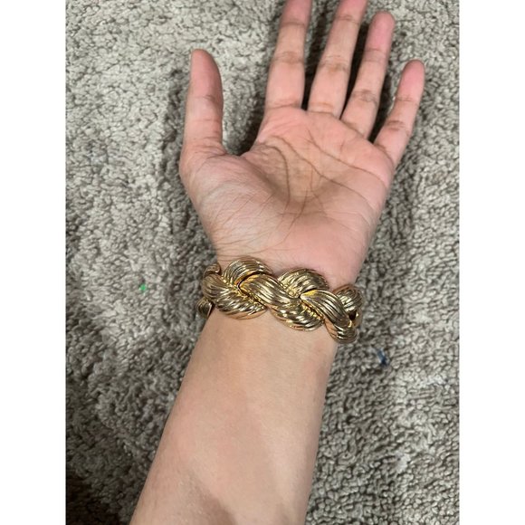 Gold statement bracelet chunky link chain wide cuff large bold metal boho - Picture 4 of 6